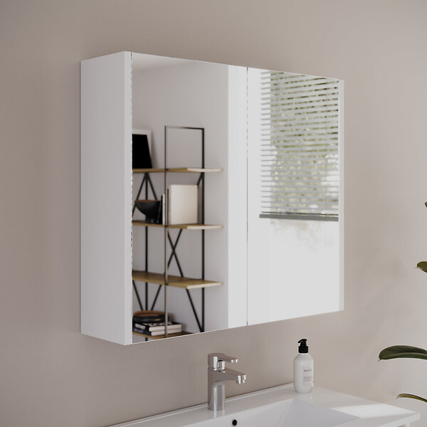 COSYNEO - Armoire de toilette miroir 80x70 cm - blanc - MIRANO - large