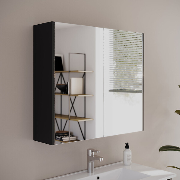 COSYNEO - Armoire de toilette miroir 60x70 cm - noir - MIRANO - large