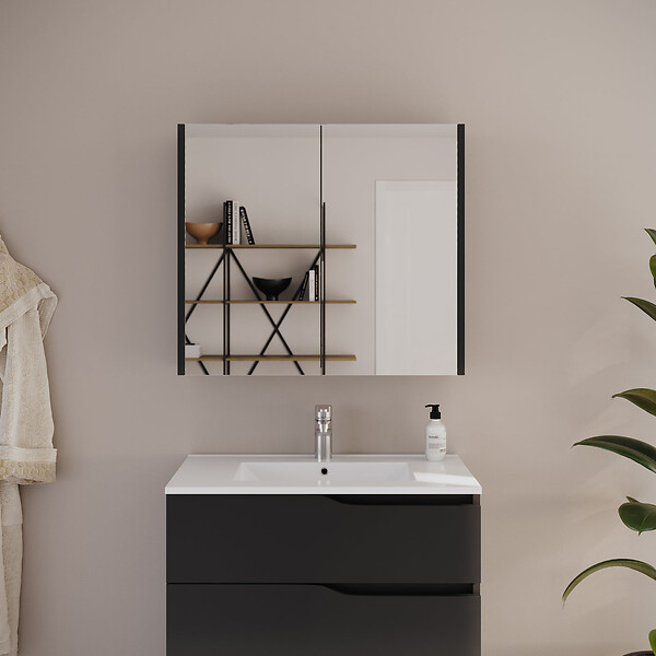 COSYNEO - Armoire de toilette miroir 60x70 cm - noir - MIRANO - large