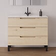 COSYNEO - Meuble de salle de bain 100cm simple vasque - 3 tiroirs - sans miroir - roble calima (bois clair) - RIZA - vignette