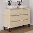COSYNEO - Meuble de salle de bain 140cm avec plateau et 2 vasques à poser arrondies - 6 tiroirs - roble calima (bois clair) - RIZA - vignette
