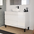 COSYNEO - Meuble de salle de bain 120cm avec plateau et vasque à poser arrondie - porte et tiroirs - sans miroir - blanc brillant - LAZARO - vignette