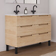 COSYNEO - Meuble de salle de bain 120cm double vasque - 6 tiroirs - sans miroir - roble era (chêne clair) - RIZA - vignette