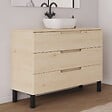 COSYNEO - Meuble de salle de bain 120cm avec plateau et vasque à poser arrondie - 3 tiroirs - sans miroir - roble calima (bois clair) - RIZA - vignette