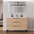 COSYNEO - Meuble de salle de bain 120cm double vasque - 3 tiroirs - roble era (chêne clair) - RIZA - vignette