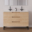 COSYNEO - Meuble de salle de bain 120cm double vasque - 3 tiroirs - roble era (chêne clair) - RIZA - vignette