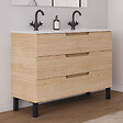 COSYNEO - Meuble de salle de bain 120cm double vasque - 3 tiroirs - roble era (chêne clair) - RIZA - vignette