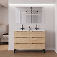 COSYNEO - Meuble de salle de bain 140cm double vasque - 6 tiroirs - sans miroir - roble era (chêne clair) - RIZA - vignette