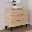 COSYNEO - Meuble de salle de bain 100cm avec plateau et vasque à poser arrondie - 3 tiroirs - roble era (chêne clair) - RIZA - vignette