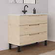 COSYNEO - Meuble de salle de bain 100cm simple vasque - 3 tiroirs - roble calima (bois clair) - RIZA - vignette