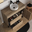COSYNEO - Meuble de salle de bain 100cm avec plateau et vasque à poser ronde - porte et tiroirs - sans miroir - cambrian (chêne clair) - LAZARO - vignette