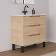 COSYNEO - Meuble de salle de bain 70cm simple vasque - sans miroir - 3 tiroirs - roble era (chêne clair) - RIZA - vignette