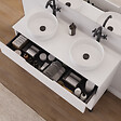 COSYNEO - Meuble de salle de bain 120cm avec plateau et 2 vasques à poser rondes - 3 tiroirs - sans miroir - blanc mat - RIZA - vignette