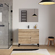COSYNEO - Meuble de salle de bain 100cm simple vasque sur pieds avec porte et tiroirs - sans miroir - cambrian (chêne clair) - LAZARO - vignette
