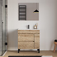 COSYNEO - Meuble de salle de bain 80cm simple vasque sur pieds avec porte et tiroirs - cambrian (chêne clair) - LAZARO - vignette