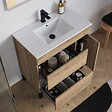 COSYNEO - Meuble de salle de bain 80cm simple vasque sur pieds avec porte et tiroirs - cambrian (chêne clair) - LAZARO - vignette