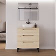 COSYNEO - Meuble de salle de bain 80cm avec plateau et vasque à poser arrondie - 3 tiroirs - roble calima (bois clair) - RIZA - vignette