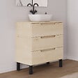 COSYNEO - Meuble de salle de bain 80cm avec plateau et vasque à poser arrondie - 3 tiroirs - roble calima (bois clair) - RIZA - vignette