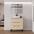 COSYNEO - Meuble de salle de bain 80cm avec plateau et vasque à poser arrondie - 3 tiroirs - roble calima (bois clair) - RIZA - vignette