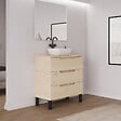 COSYNEO - Meuble de salle de bain 80cm avec plateau et vasque à poser arrondie - 3 tiroirs - roble calima (bois clair) - RIZA - vignette