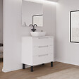 COSYNEO - Meuble de salle de bain 70cm avec plateau et vasque à poser arrondie - sans miroir - 3 tiroirs - blanc mat - RIZA - vignette