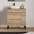 COSYNEO - Meuble de salle de bain 70cm avec plateau et vasque à poser arrondie - porte et tiroirs - cambrian (chêne clair) - LAZARO - vignette