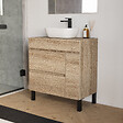 COSYNEO - Meuble de salle de bain 70cm avec plateau et vasque à poser arrondie - porte et tiroirs - cambrian (chêne clair) - LAZARO - vignette