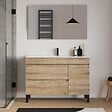 COSYNEO - Meuble de salle de bain 120cm simple vasque sur pieds avec porte et tiroirs - cambrian (chêne clair) - LAZARO - vignette