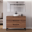 COSYNEO - Meuble de salle de bain 120cm avec plateau et vasque à poser ronde - 3 tiroirs - noyer (bois foncé) - RIZA - vignette