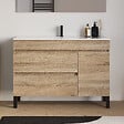 COSYNEO - Meuble de salle de bain 120cm simple vasque sur pieds avec porte et tiroirs - sans miroir - cambrian (chêne clair) - LAZARO - vignette
