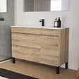 COSYNEO - Meuble de salle de bain 120cm simple vasque sur pieds avec porte et tiroirs - sans miroir - cambrian (chêne clair) - LAZARO - vignette