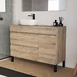 COSYNEO - Meuble de salle de bain 120cm avec plateau et vasque à poser arrondie - porte et tiroirs - sans miroir - cambrian (chêne clair) - LAZARO - vignette