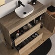COSYNEO - Meuble de salle de bain 120cm avec plateau et vasque à poser arrondie - porte et tiroirs - sans miroir - cambrian (chêne clair) - LAZARO - vignette
