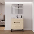 COSYNEO - Meuble de salle de bain 80cm simple vasque - 3 tiroirs - roble calima (bois clair) - RIZA - vignette