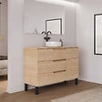 COSYNEO - Meuble de salle de bain 120cm avec plateau et vasque à poser ronde - 3 tiroirs - sans miroir - roble era (chêne clair) - RIZA - vignette