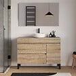 COSYNEO - Meuble de salle de bain 120cm avec plateau et vasque à poser ronde - porte et tiroirs - cambrian (chêne clair) - LAZARO - vignette