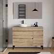 COSYNEO - Meuble de salle de bain 120cm avec plateau et vasque à poser ronde - porte et tiroirs - cambrian (chêne clair) - LAZARO - vignette