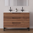 COSYNEO - Meuble de salle de bain 120cm double vasque - 3 tiroirs - noyer (bois foncé) - RIZA - vignette