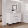 COSYNEO - Meuble de salle de bain 120cm avec plateau et vasque à poser ronde - 3 tiroirs - blanc mat - RIZA - vignette