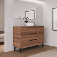 COSYNEO - Meuble de salle de bain 120cm avec plateau et vasque à poser ronde - 3 tiroirs - sans miroir - noyer (bois foncé) - RIZA - vignette