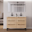 COSYNEO - Meuble de salle de bain 120cm double vasque - 6 tiroirs - roble era (chêne clair) - RIZA - vignette
