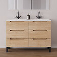 COSYNEO - Meuble de salle de bain 120cm double vasque - 6 tiroirs - roble era (chêne clair) - RIZA - vignette