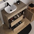 COSYNEO - Meuble de salle de bain 90cm avec plateau et vasque à poser arrondie - porte et tiroirs - sans miroir - cambrian (chêne clair) - LAZARO - vignette