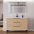 COSYNEO - Meuble de salle de bain 120cm simple vasque - 3 tiroirs - roble era (chêne clair) - RIZA - vignette