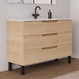 COSYNEO - Meuble de salle de bain 120cm simple vasque - 3 tiroirs - roble era (chêne clair) - RIZA - vignette