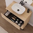 COSYNEO - Meuble de salle de bain 60cm avec plateau et vasque à poser arrondie - sans miroir - 3 tiroirs - roble era (chêne clair) - RIZA - vignette