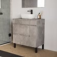 COSYNEO - Meuble de salle de bain 70cm avec plateau et vasque à poser arrondie - porte et tiroirs - sans miroir - ciment (gris) - LAZARO - vignette