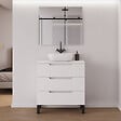 COSYNEO - Meuble de salle de bain 80cm avec plateau et vasque à poser arrondie - 3 tiroirs - blanc mat - RIZA - vignette