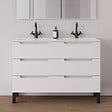 COSYNEO - Meuble de salle de bain 140cm double vasque - 6 tiroirs - sans miroir - blanc mat - RIZA - vignette