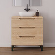 COSYNEO - Meuble de salle de bain 70cm avec plateau et vasque à poser arrondie - sans miroir - 3 tiroirs - roble era (chêne clair) - RIZA - vignette